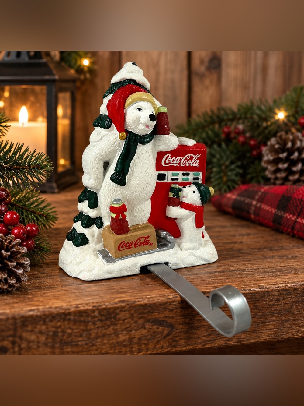 Vintage 1997 Coca-Cola Polar Bear Stocking Holder Coke Vending Machine Box